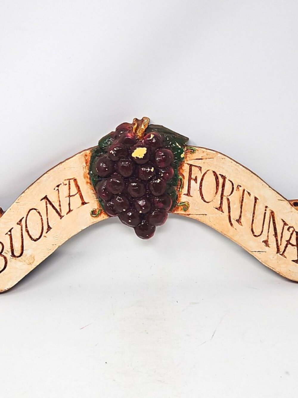 Vintage 2003 Buona Fortuna Wall Hanging Banner Country Carver Al Pisano Grapes